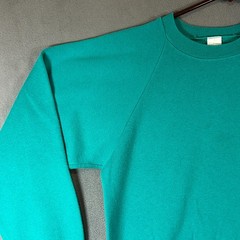 Vintage 1980’s Teal Blank Long Sleeve Crewneck Sweatshirt Made in USA Small