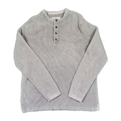 Carbon 2 Cobalt Henley Shirt Men’s MBlue Long Sleeve Raw Edge Contrast Trim