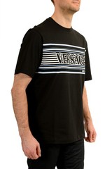 Versace Men’s Logo Print Black Crewneck Short Sleeve T-Shirt US 6XL IT 64