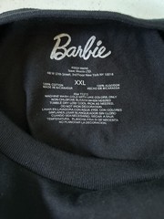 Barbie Mens Black ShortSleeve Crewneck Logo Graphic T- shirt Size 2XL (50-52)NEW