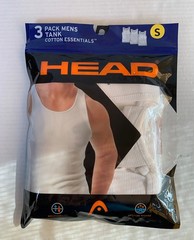 HEAD 3 PK RIBBED TANK A SHIRT MENS Cotton Athletic Fit White Size Small NEW