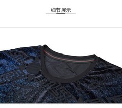 New Men Fashion Bronzing Flocking Trend Silky Velvet Summer Short Sleeve T-Shirt