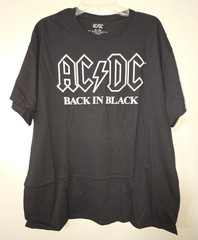 ACDC Back In Black Logo Graphic T-shirt Men Black Short Sleeve Music Size XL