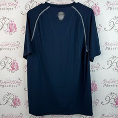 Nike pro tshirt stretchy lightweight navy Dark Blue Sports Tee silver logo