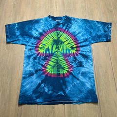 Vintage 90s T shirt All Sport Sz Large blue diamond pleated tie-dye cotton Y2K