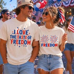 4th of July Couples Matching Shirts Funny Patriotic Fireworks Tee