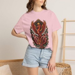 Embroidered Pomegranate Phoenix T-Shirt Graphic