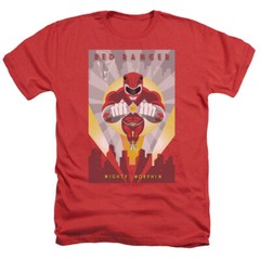 POWER RANGERS RED DECO Licensed Adult Men’s Heather Tee Shirt SM-3XL