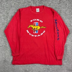 Vintage Ford Mustang USA Long Sleeve T Shirt XL Red Fox Body Single Stitch