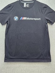 PUMA BMW Motorsport Shirt Mens Medium Black Graphic Racing Logo Cotton Jersey