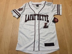 Colosseum Lafayette Leopards Baseball Jersey White Maroon Men’s Small NWT FreeSH