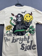 Market Smiley Face Shirt Mens Small Off White Graphic Look At The Bright Side Te