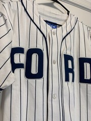 Ford x PacSun Baseball Jersey Mens Small Cream Pinstripe NWT Official Licensed