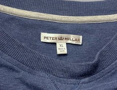 Peter Millar Shirt 100% Cotton Long Sleeve Crew Neck Blue Casual Lightweight