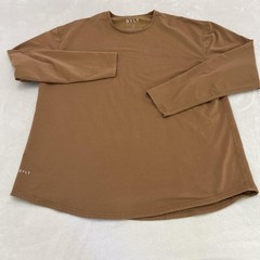 BYLT Shirt Mens 2XL Brown Drop Cut Lux Long Sleeve Stretch Tagless Crewneck Tee