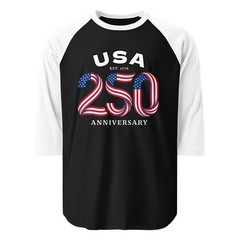 USA 25O Flag Font 3/4 sleeve raglan shirt