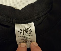Men’s S black, Short Sleeve, Shaka Wear, Unreadable Font Graphic