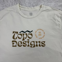 Topo Designs Shirt Mens Large Ivory Graphic Tee Colorado USA 100% Organic Cotton