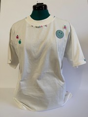 Oversized White Shirt Y2K Smiley Beaded Charms Handmade Stelle Brand