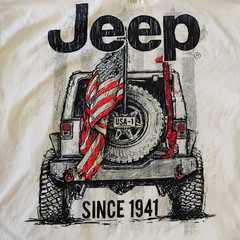 Jedco Mens 2XL Jeep Shirt White Long Sleeve American Flag 4×4 Offroad USA-1 NWT