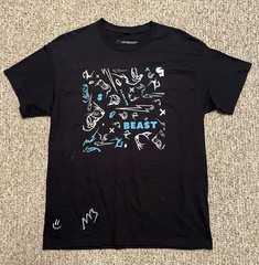 Mr. Beast Signed Black Shirt 24HR Livestream Autographed Graphic Mens L Smiley