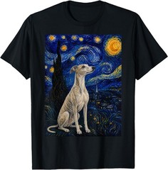 Whippet Dog Van Gogh Starry Night T-Shirt