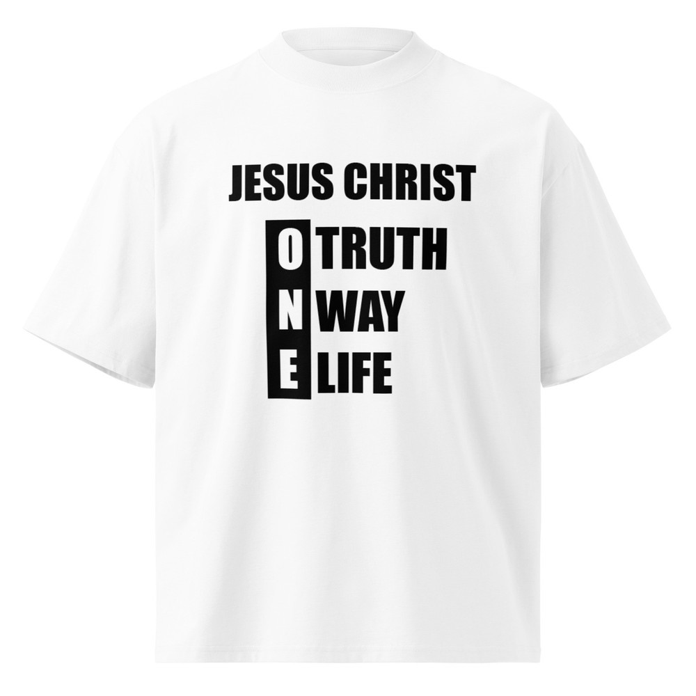 Unisex Christian themed organic oversized high neck t-shirt