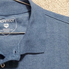 Architect Shirt Men’s 2XL Blue Polo Easy Care Stretch Pullover Casual Outdoor
