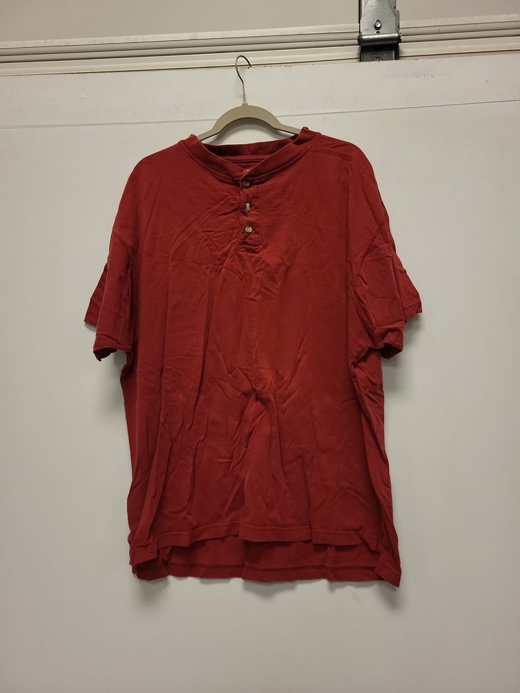 Austin Clothing Co Henley Shirt Men XXL Red Short Sleeve 100% Cotton Button Top