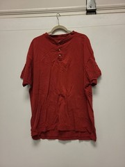 Austin Clothing Co Henley Shirt Men XXL Red Short Sleeve 100% Cotton Button Top