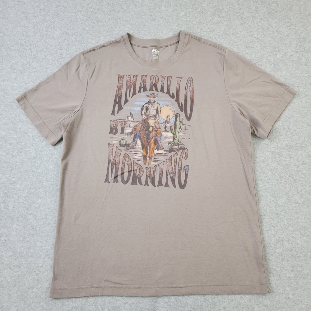 Athletic Works Shirt Mens Medium (38-40) Brown Amarillo By Morning Graphic