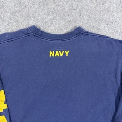 Soffe Vintage Navy Logo Long Sleeve T-Shirt Fits Men’s Size Large Blue Yellow