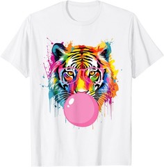 Cool Big Tiger Bubble Gum Coloring Glasses Mama Women Lover T-Shirt
