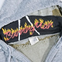 Vintage Burning Man Custom Hoodie Gray Rare Tee Ace Sportswear Made in USA M/L