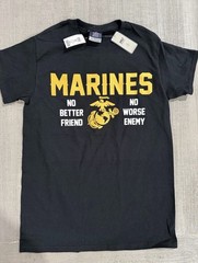 USMC “MARINES – NO BETTER FRIEND / NO WORSE ENEMY” Black T-Shirt – Sz S – NWT!