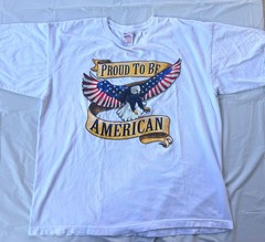 Vintage 90s Y2K JBT Proud American USA Eagle Flag Shirt Made in USA Bayside XL