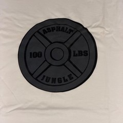 Hanes Beefy-T Asphalt Jungle 100 LBS Weight Plate Graphic T-Shirt Mens XL White