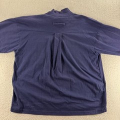 Babilonia Mock Neck Shirt Mens L Navy Blue Pleated Back Long Sleeve Preppy