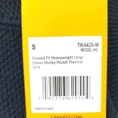 NWT Carhartt SMALL Relaxed Fit Heavyweight L/S Henley Pocket Thermal Shirt Navy