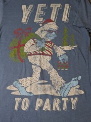 Holiday Time Men’s “Yeti to Party” Graphic T-Shirt Blue Size Small (34-36)