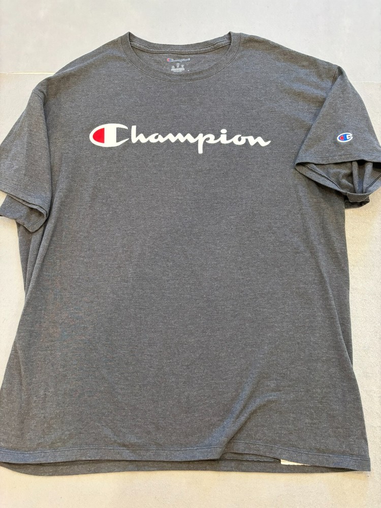Champion T Shirt Men’s Extra Large Gray Classic Logo Cotton Casual Tee