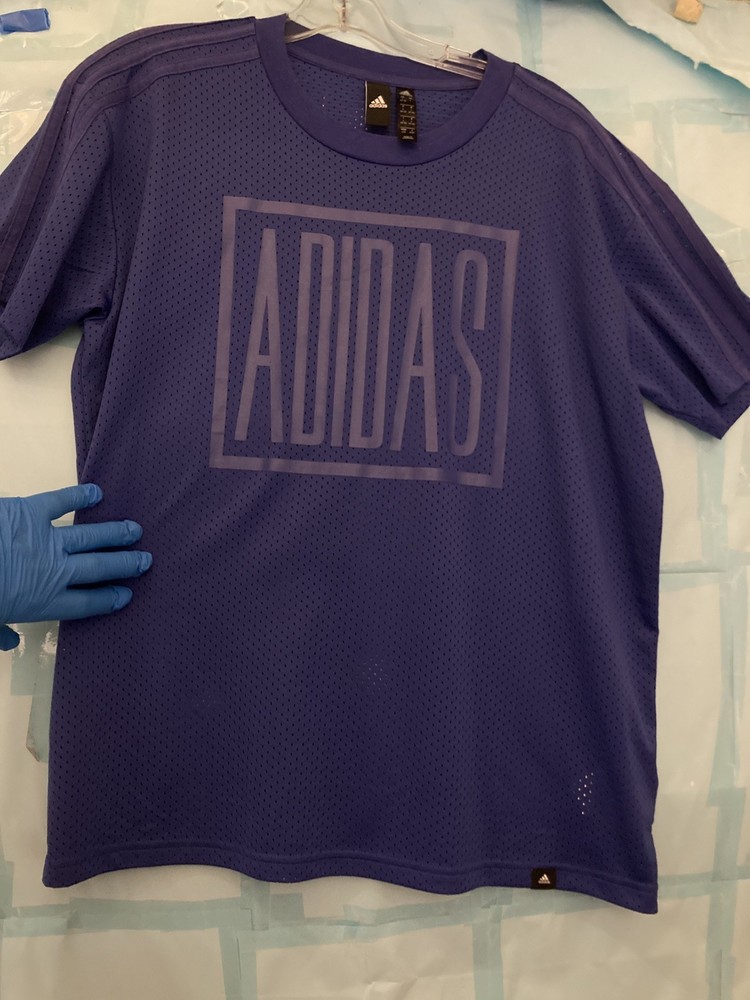 ADIDAS MENS ATHLETIC BREATHABLE MESH FABRIC SHIRT; Large ; Blue; PreOwned Exclnt