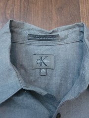 Vintage Calvin Klein Shirt Men Long Sleeve Business Casual Button Up Gray 32-33