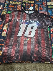 KYLE BUSCH SUBLIMINATED PATRIOTIC T-SHIRT #18 X-LARGE JGR NEW W/ TAGS