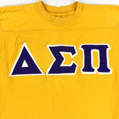 Vtg Mens Russell Delta Sigma Pi Fraternity Ringer T Shirts Yellow 70s Burt Med