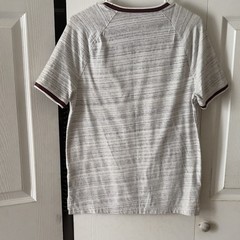 American Eagle Active Flex Men’s Ringer Striped USA Patch Tee M Gray Maroon