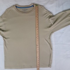 Tommy Bahama Island Soft Shirt Men L Tan Brown Long Sleeve Tee Pima Modal Casual
