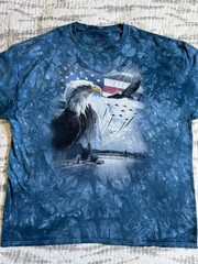 The Mountain American Bald Eagle Patriotic Flag Tie-Dye T-Shirt Men XL
