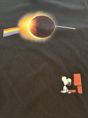 Pink Floyd Dark Side of the Moon mashup, Snoopy sitting on his doghouse watching