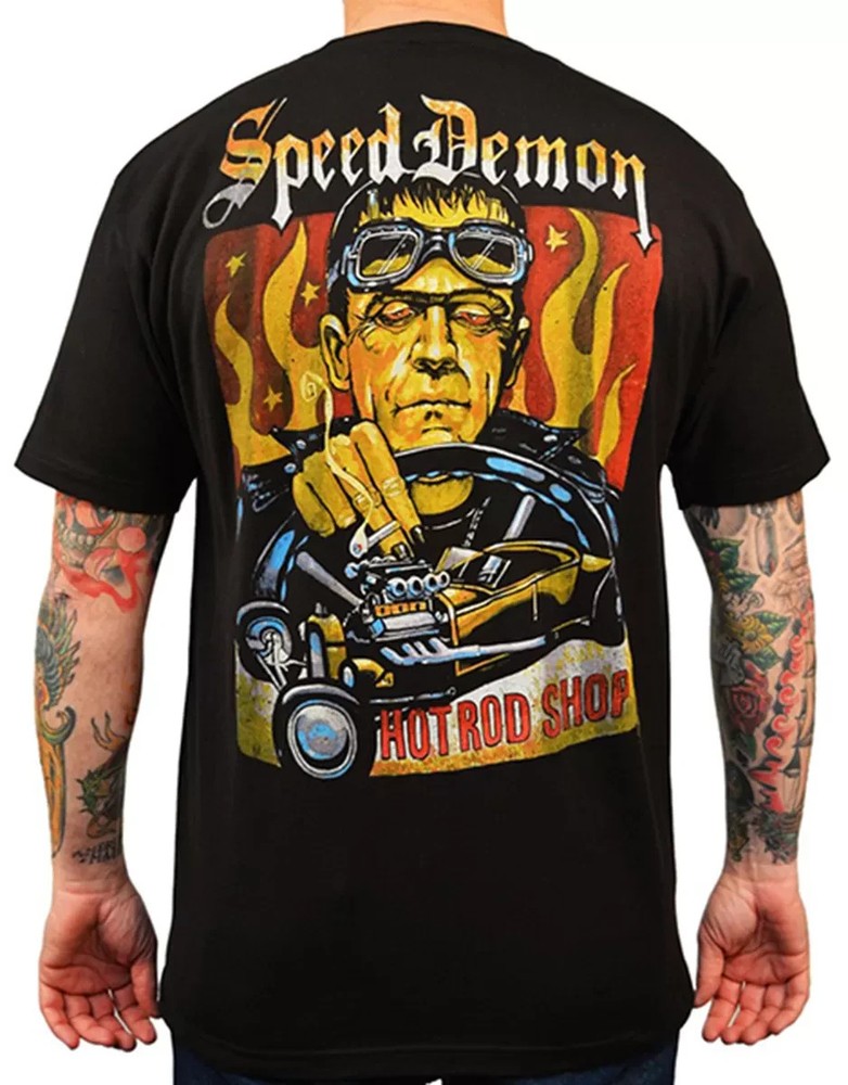 NWT Lowbrow Art Company Mens SPEED DEMON Tee Shirt BLACK SM-2XLARGE MADE IN USA